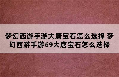 梦幻西游手游大唐宝石怎么选择 梦幻西游手游69大唐宝石怎么选择